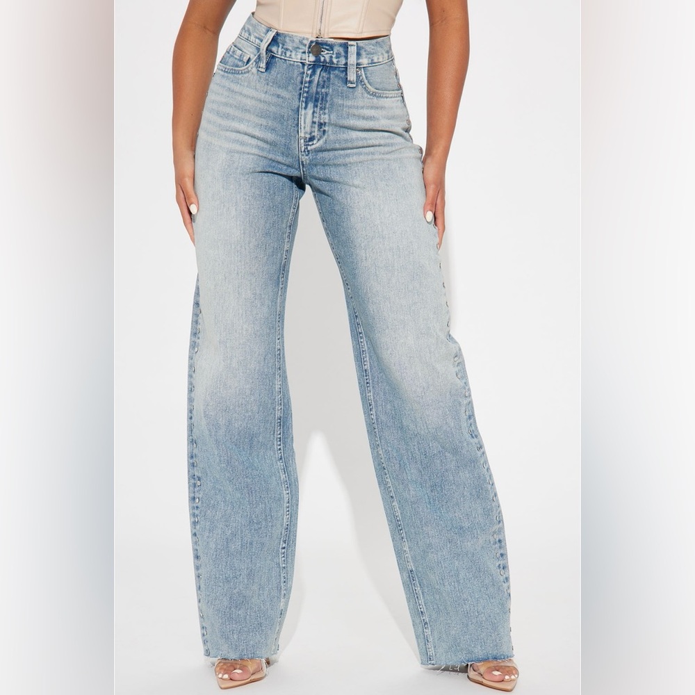 Womens studded straight leg jeans - size 11